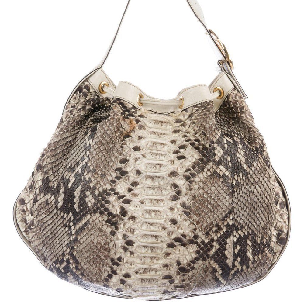 Gucci Python Skin Interlocking Shoulder Bag - image 3